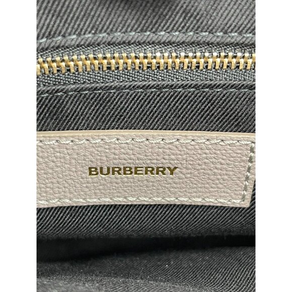 Burberry Medium Banner House Check Derby Leather Tote Shoulder Bag Taupe… - Picture 9 of 16